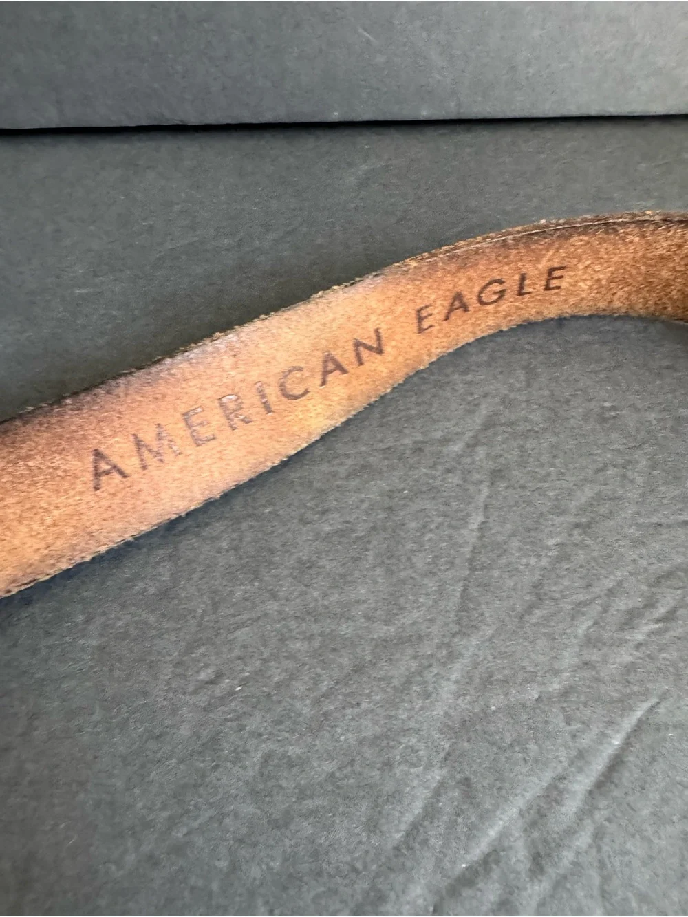 American Eagle‎ Distressed Black Leather Belt Well Worn Unisex Mens 34